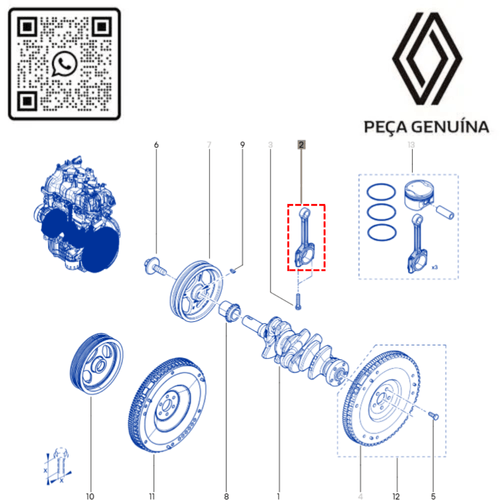 RN 00260R-P 121000260R BIELA DO MOTOR B4D 1.0 12V -UNID- LOG IISAN IIKWID 3